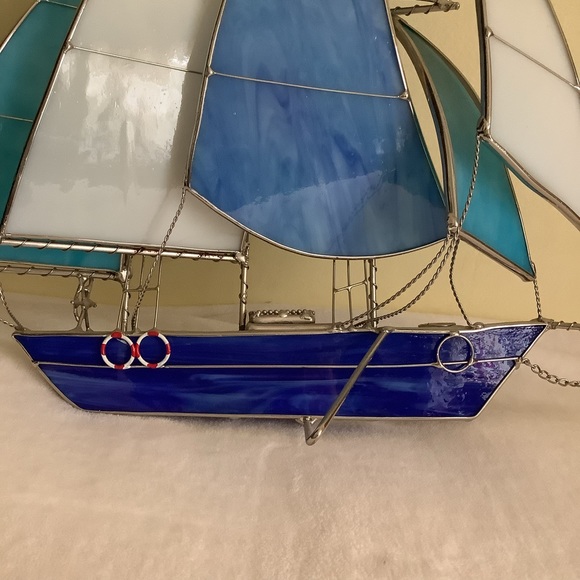 Leaded Glass Sailboat - Picture 3 of 9